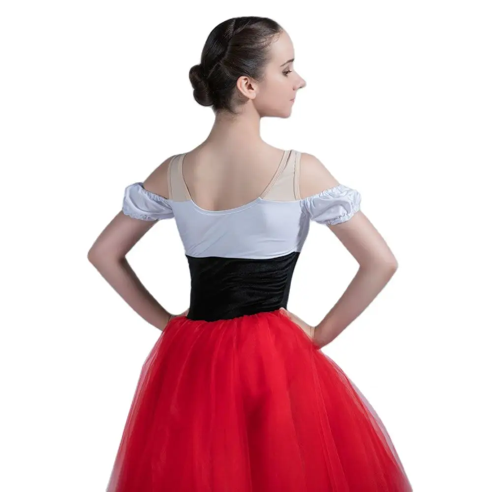 Черный и белый топ из спандекса лиф с красной тюлевой пачкой романтичная пачка