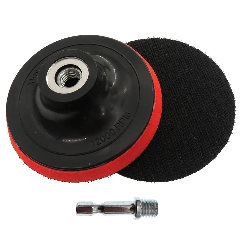 Buffing Pad 4 Inch Hook And Loop Buffing Pad Accessories Backing Pad Black/Red Hook And Loop Polyurethane Brand New