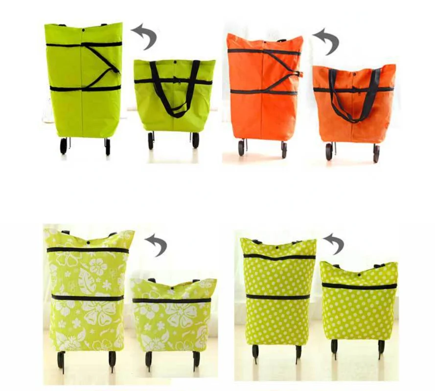 

Folding Shopping Pull Cart Trolley Bag With Wheels Foldable Shopping Bag Reusable Grocery Bag Food Organizer Vegetables Bag