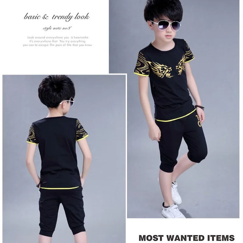 Футболка с коротким рукавом и шорты для мальчиков 5-12 лет |