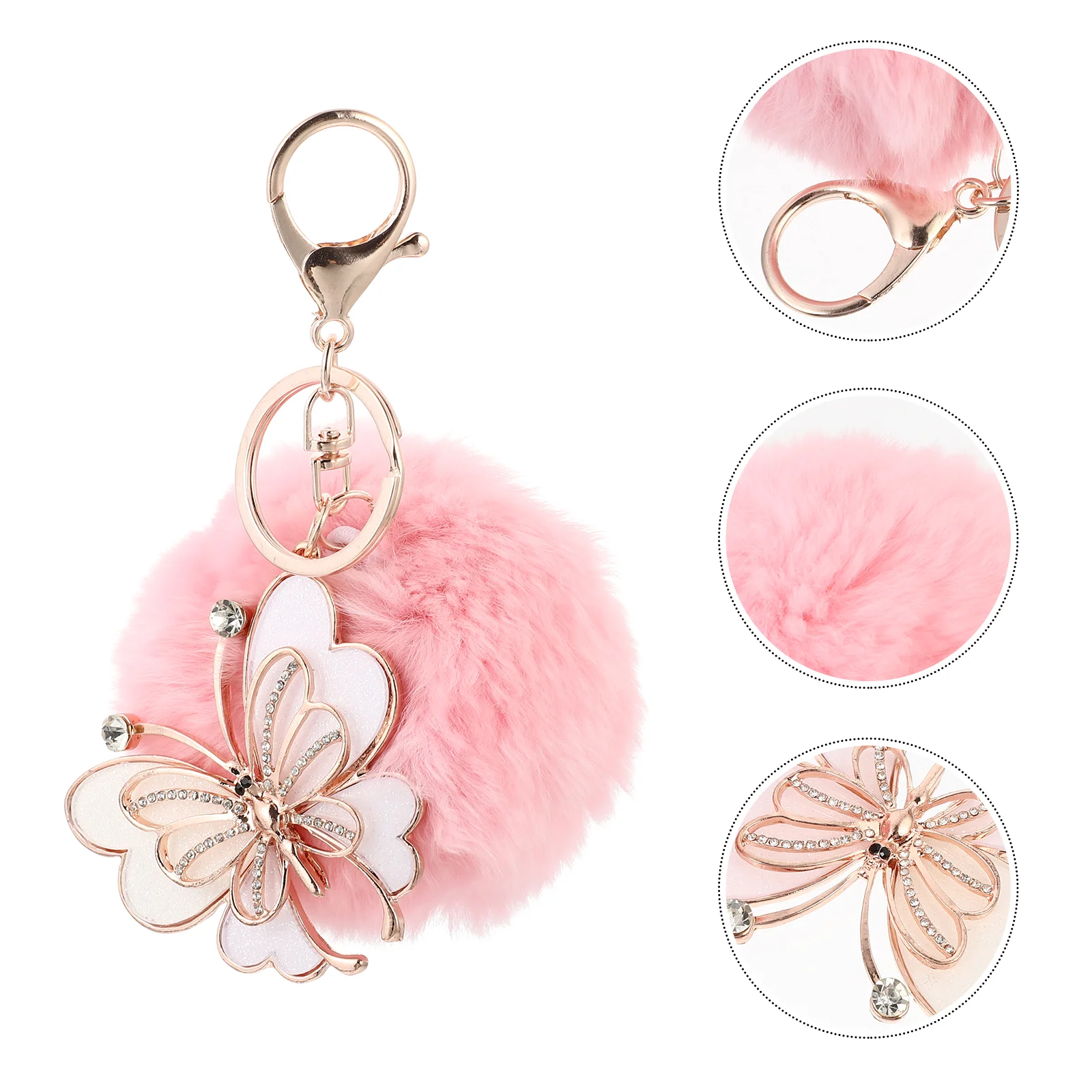 

Keychain Pom Key Pendant Ring Chain Fur Charm Purse Keyring Hanging Fuzzy Ornament Backpack Fluffy Faux Keyrings Crystal Handbag