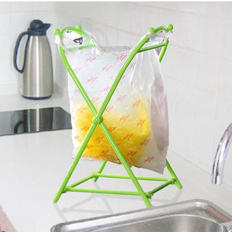 

1Pc Simple Foldable Outdoor Garbage Bag Hanger Convenient Rack Tote Bag Bracket Kitchen Floor Garbage Rack Storage Accessories