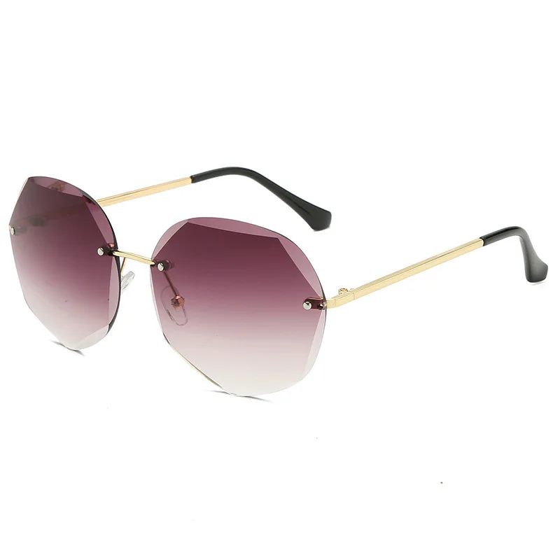 Новые солнцезащитные очки женские без оправы с многогранными линзами