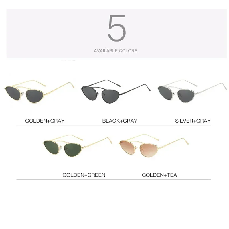 Женские винтажные солнцезащитные очки с металлической оправой кошачий глаз