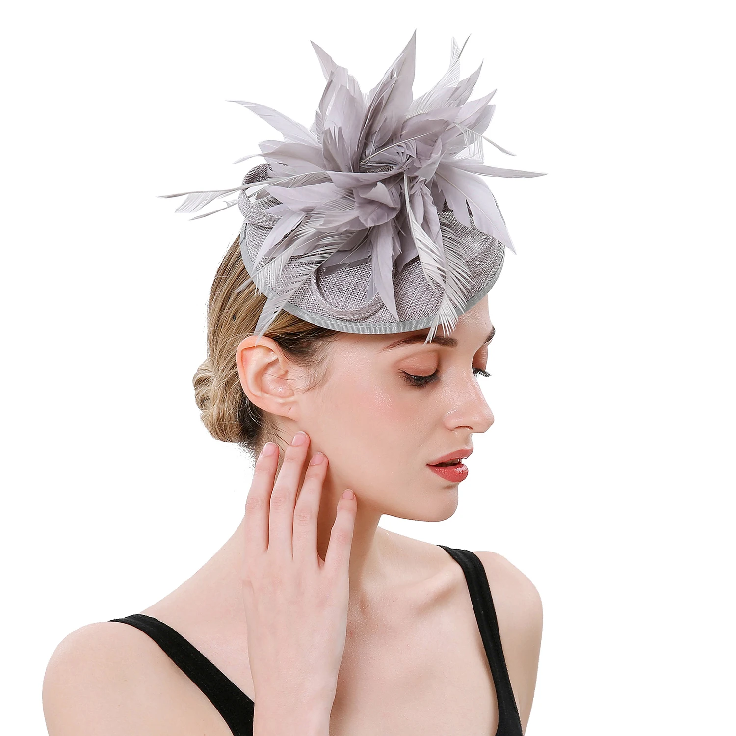 

Fascinator Hat Imitation Hemp Feather Fascinator Hair Clip Headpiece Tea Party Pillbox Derby Hat Fascinator Bridal Wedding
