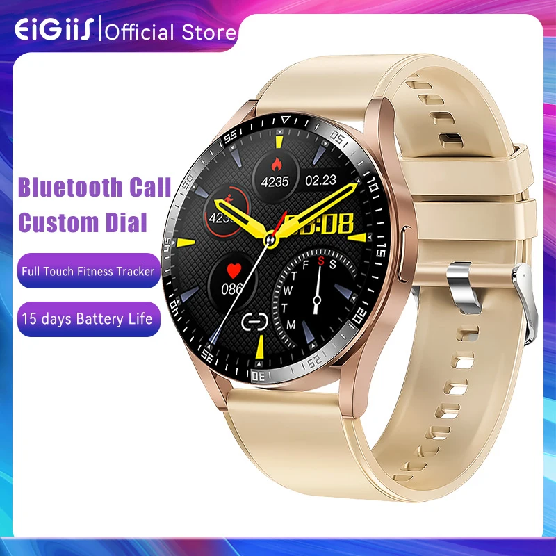 

EIGIIS Smart Watch Men Full Touch screen Bluetooth Dial Call Heart Rate Blood Pressure Sports Fitness Watches For Android IOS