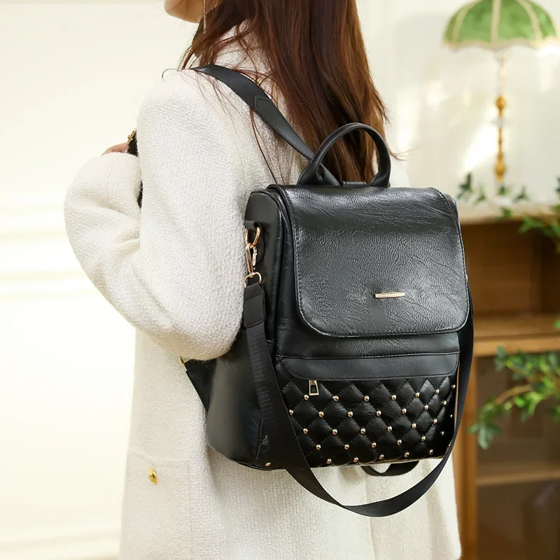 

PU Leather Women's Backpack Large Capacity Anti-Theft Backpack Woman's Bag 2023 Trend Travel Backpacks for Women