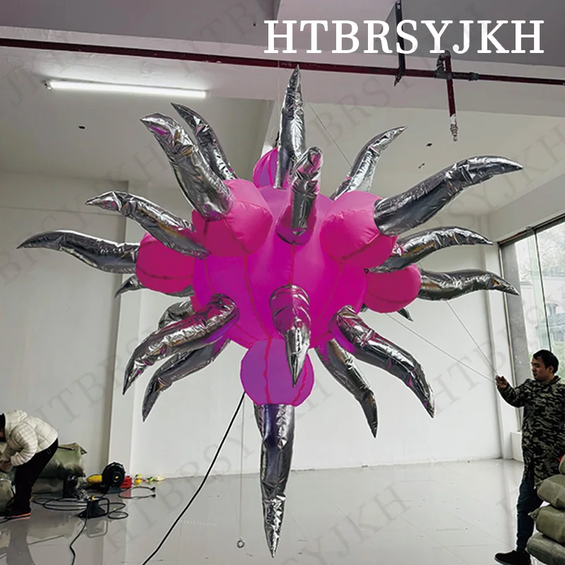 Inflatable pink prickly star gas model glow Creative bar stage lighting decorative props