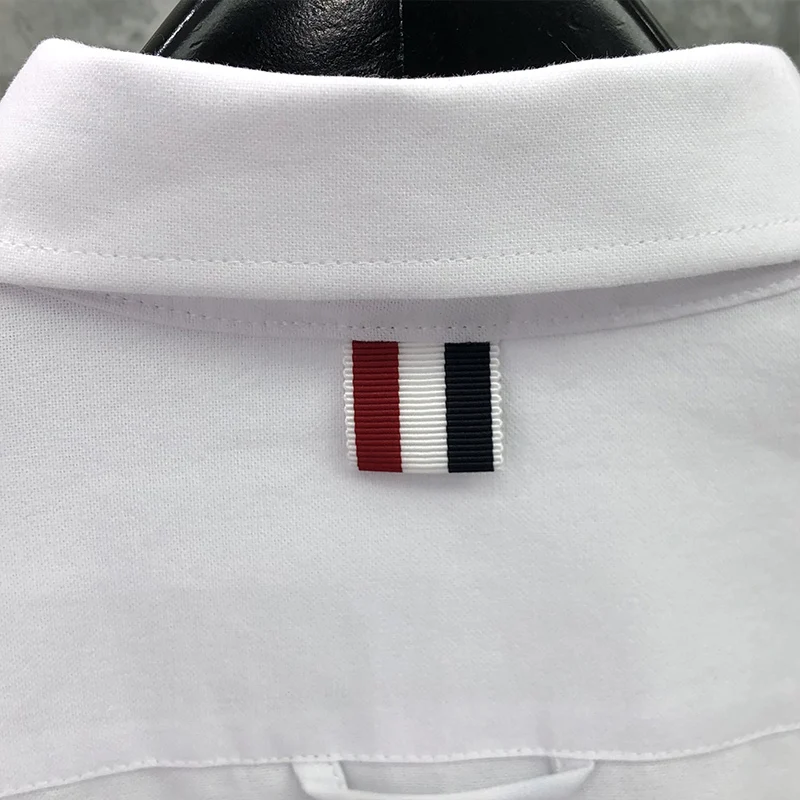 TB THOM Men's Shirt Spring Autumn Fashion Brand Tops Yarn-dyed Vertical Stripe Design Slim Casual Cotton Oxford Wholesale Shirts