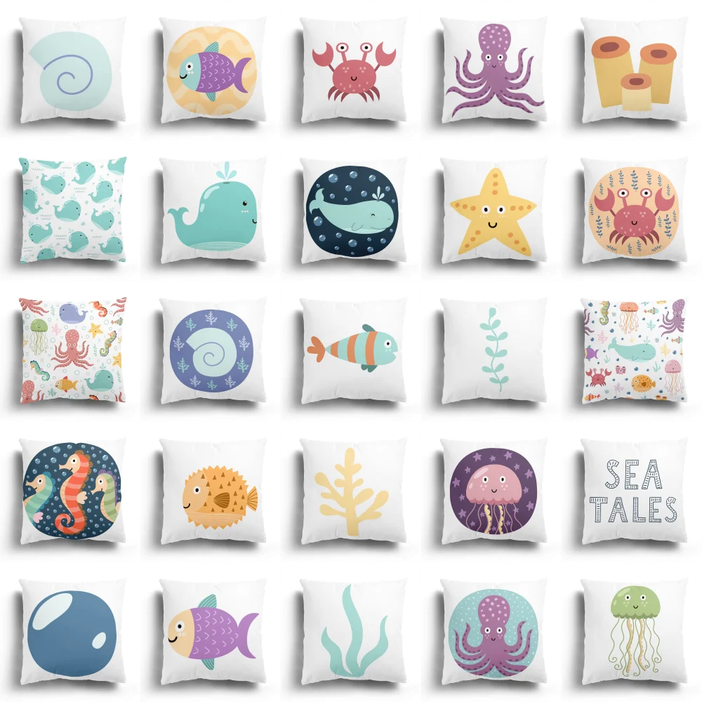 

Creative marine life pillowcase car living room sofa home cartoon cute ornaments home decoration children's room cushion cover
