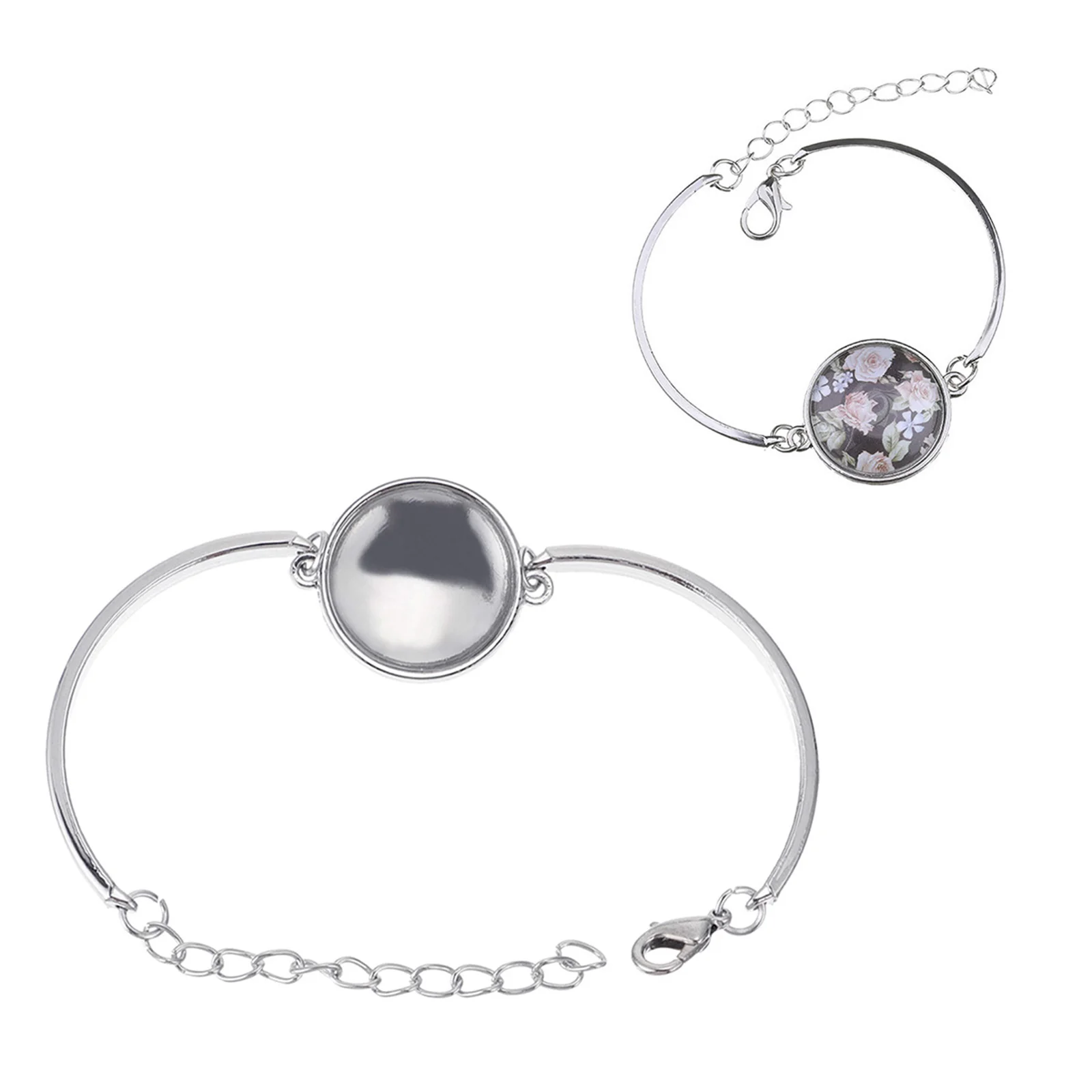 Bracelet Bezel Base Tray Blank Jewelry Bangles Lobster Clasp Round Adjustable Bangle Diy Making