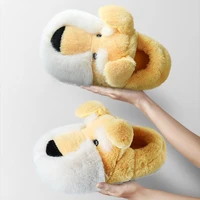 cute cartoon dog women winter slippers for house animals bedroom slippers for girls warm plush shoes non slip winter slippers