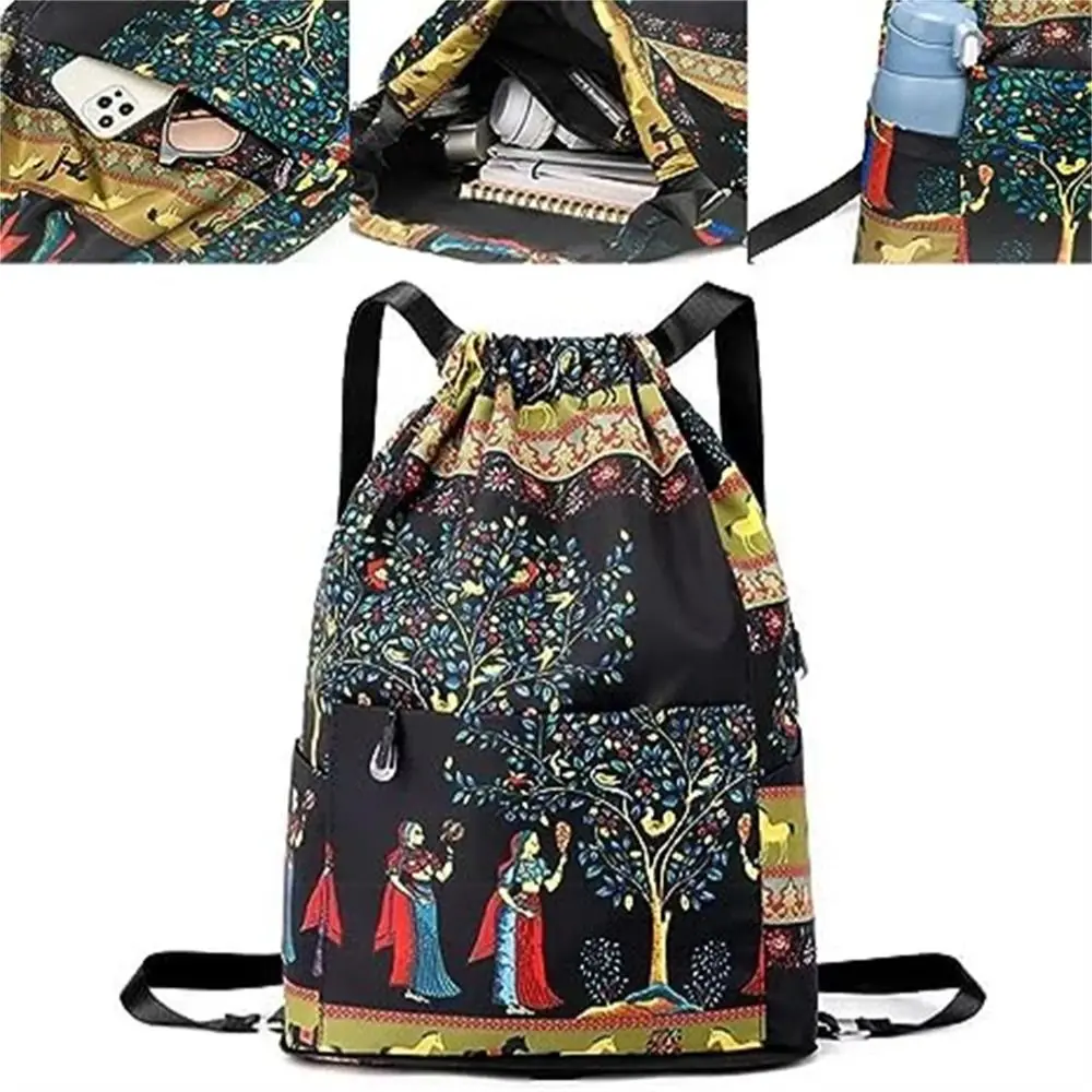 

Oxford Cloth Drawstring Backpack Foldable Exotic Dry-wet Separation Sports Backpack Large Capacity Lightweight Shoulder Bag