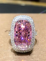 square inlaid pink imitation jewellery ring elegant simulation zircon ring