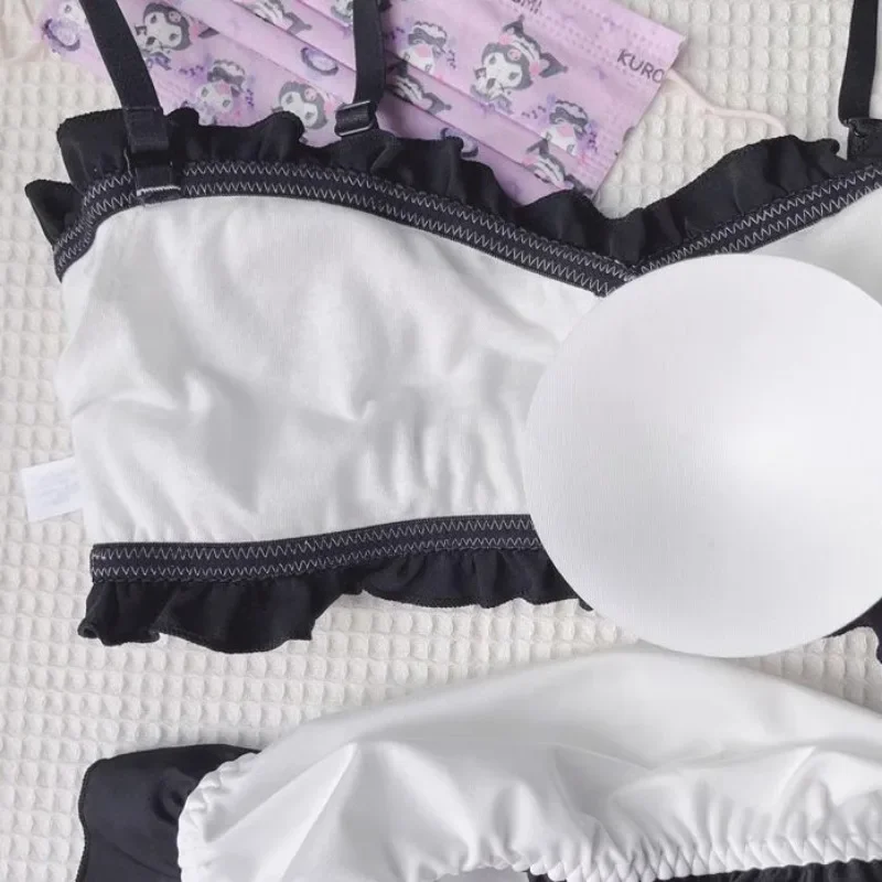 Sanrio Kawaii Cute Soft Girl Lingerie Sweet Cartoon Pure Desire To Top Bra No Underwire Empty Cup Cover Set
