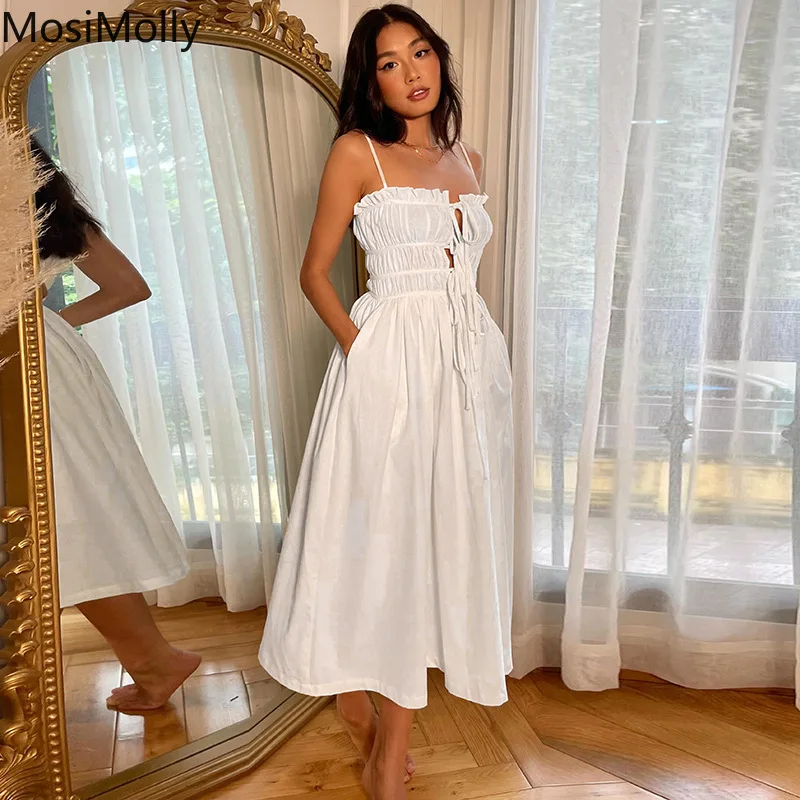 

Sexy Strap Dress Women Bow Midi Dress Summer Dress 2022 Trendy Day Dress Party Club Summer Dress Female Vestidos