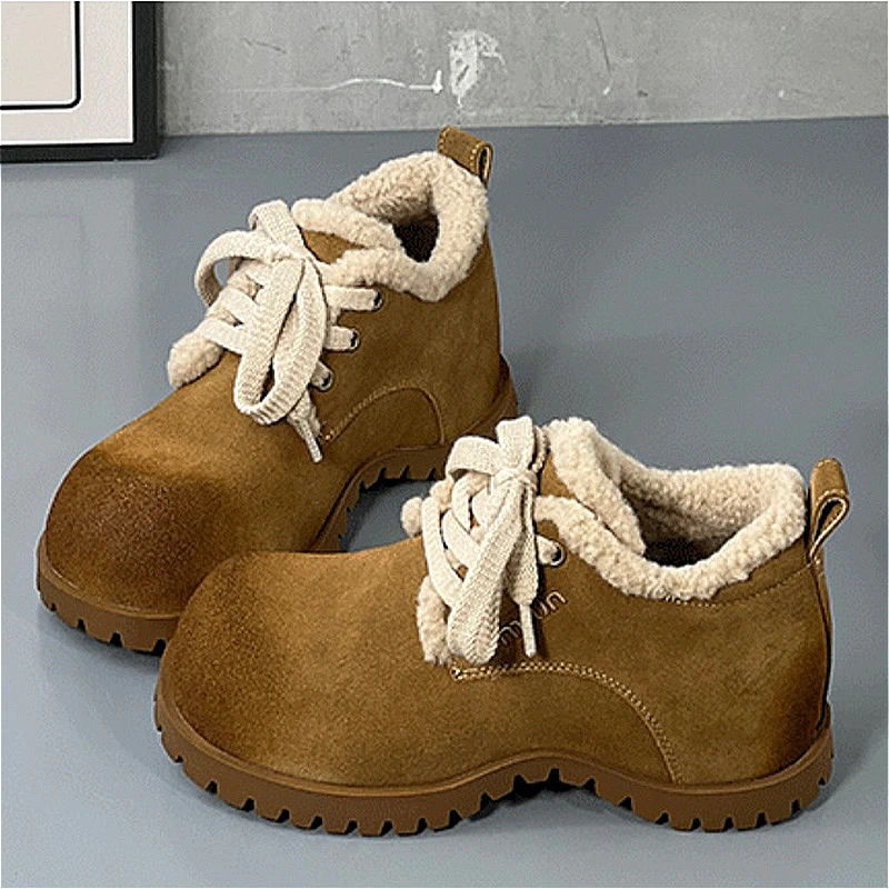 Женские кроссовки Хутряные хлопковые ботинки Замшевые короткие плюшевые