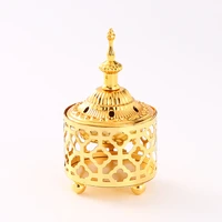 gold plated storage jar metal craft aromatherapy stove with lid delicate gold candle holder candy jewelry box home ornament new