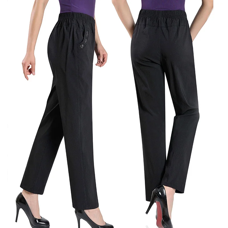 Брюки женские прямые повседневные свободные элегантные модные однотонные