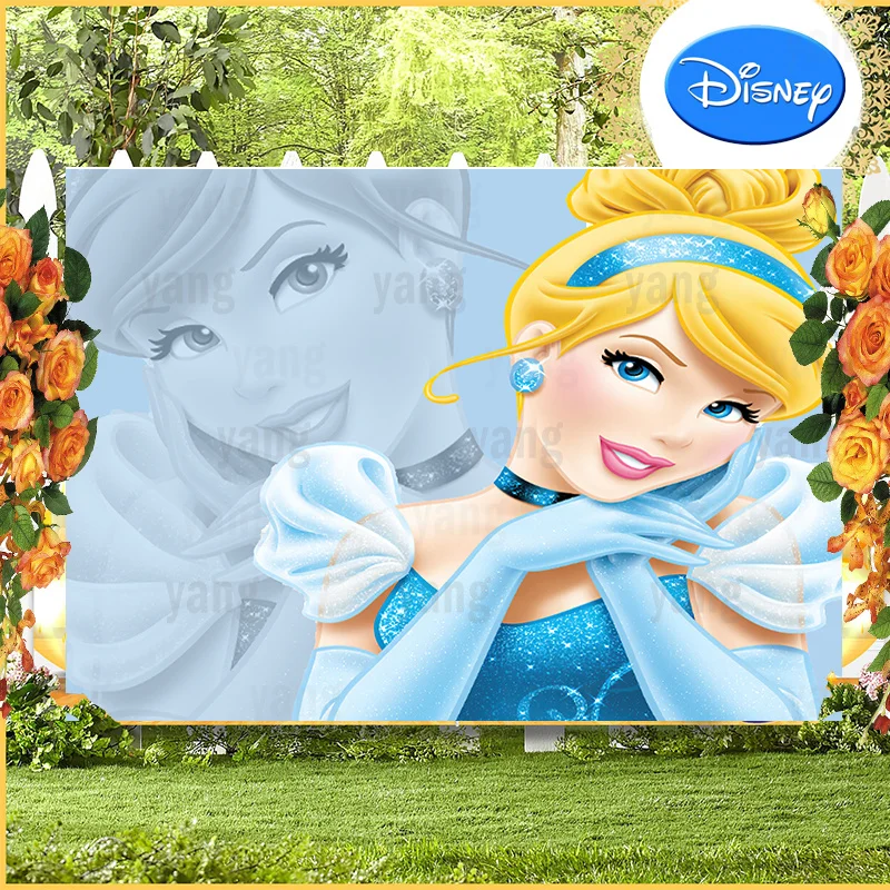 Disney Cinderella Snow White Carriage Castle Princess Backdrop Girls Birthday Party  Baby Shower Custom Background Banner