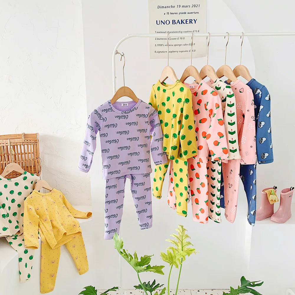 

Children's Pajamas Set Autumn Winter New Boys Girls Cartoon Printed Sets Long Sleeve Tops Trousers Thickened Home Clothes suit