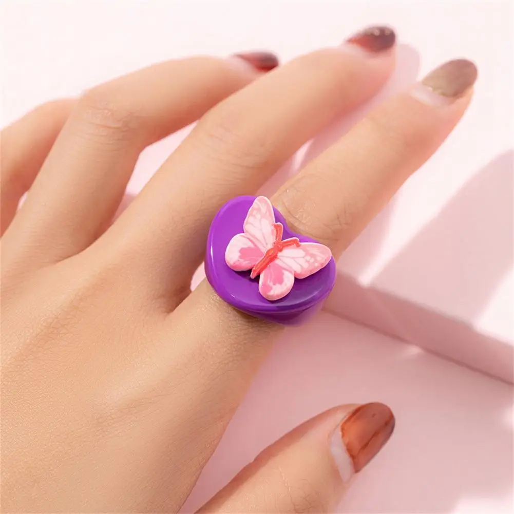 

Square Rings Chic Trendy Sweet Stress Relief Resin Finger Finger for Girls Spinning Rings Resin Rings
