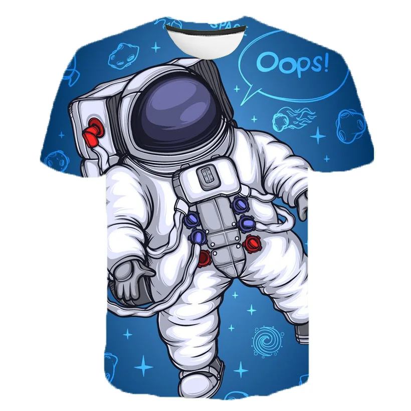

2022 Casual 3D T Shirt Children Space Astronaut Planet Explore Digital Print Cosmonaut T-shirt Cool Boy Girl Tops Tees
