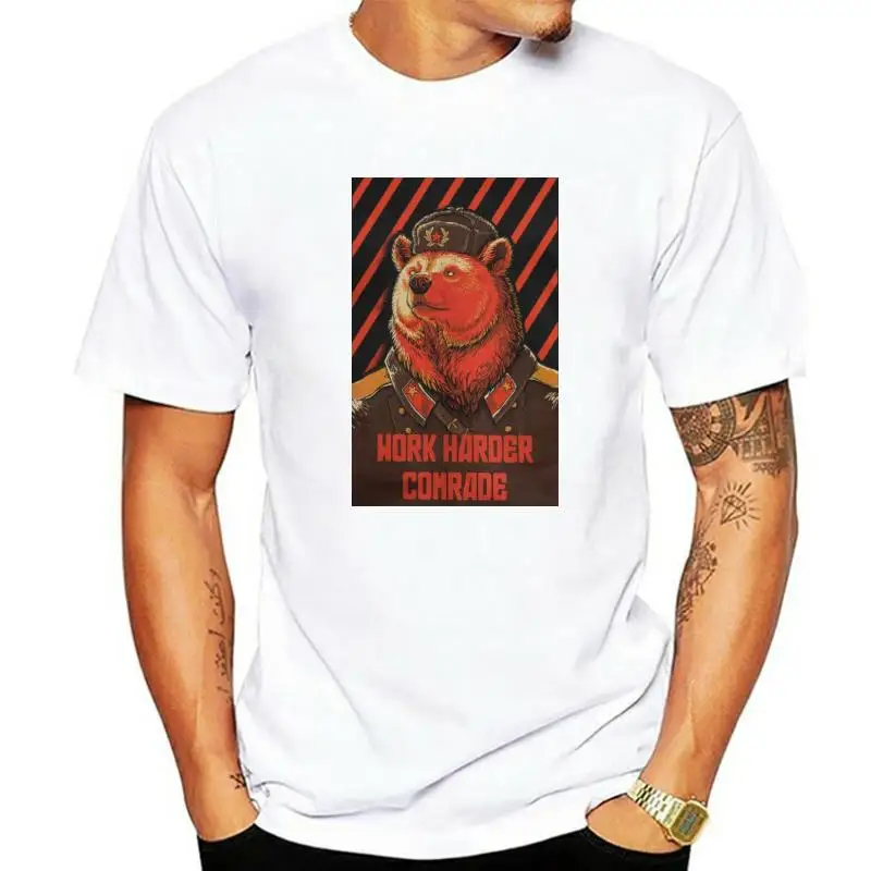 

Vote Soviet Bear Russian Bear Meme The Soviet Union T Shirt Men CottonT-Shirts Communist Ussr Comrades Tee Short Sleeve Tops