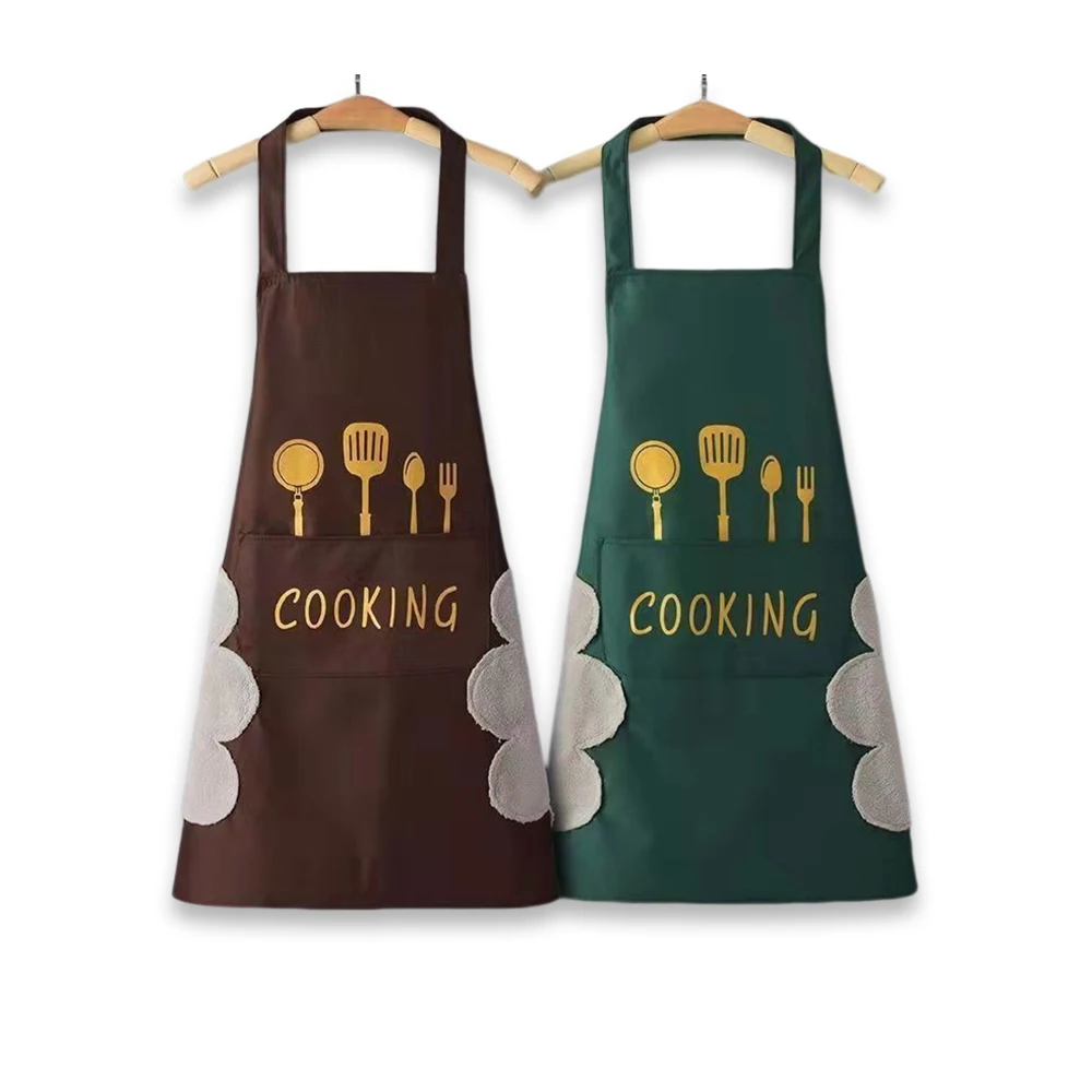 

Kitchen Aprons For Woman Men Chef Wipe Hands New Fashion Waterproof Nordic Style Bib PVC Oil-Proof Cooking Pinafore Home