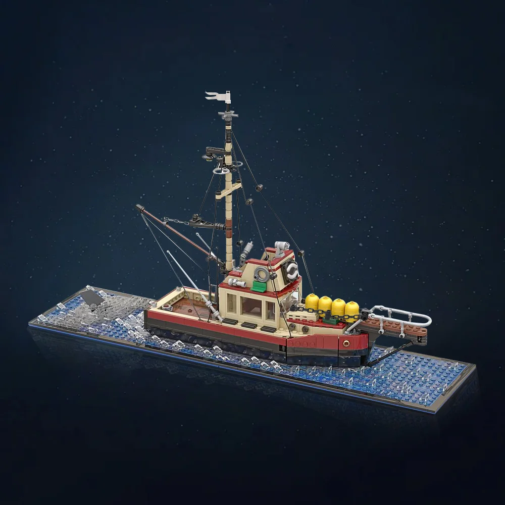 MOC-38659 Модель морской рыбацкой лодки большая белая акула рыбацкая лодка набор
