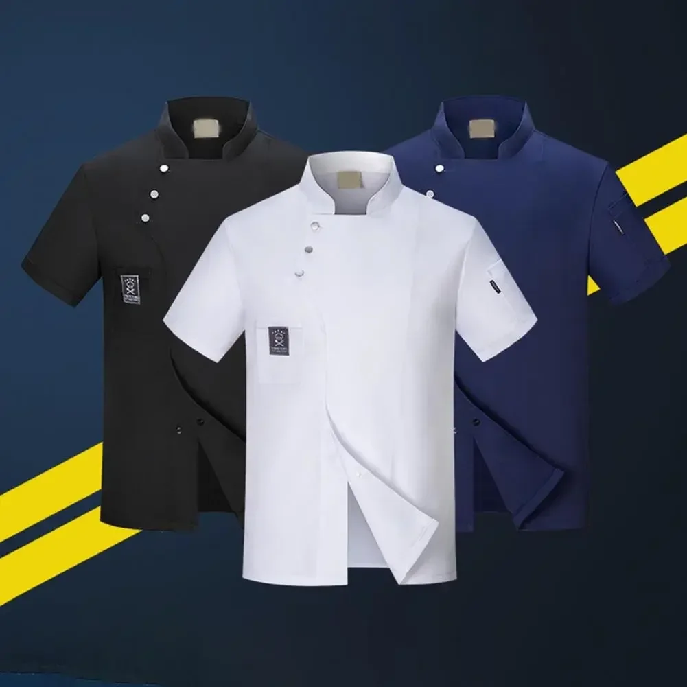 

Shirt Cooking Chef Jacket Kitchen Quick Sleeves Men Restaurant Hotel Unisex Dry Uniform Short Top Women Workwear Chef Clothes