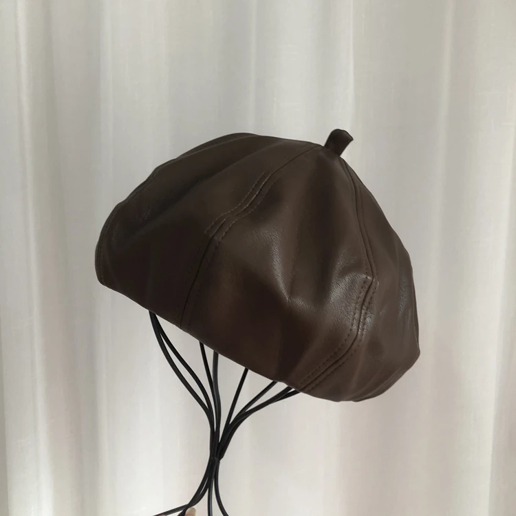 Miss Pear Vortex ~ Корейская кепка из хорошей кожи на осень и зиму искусственной с