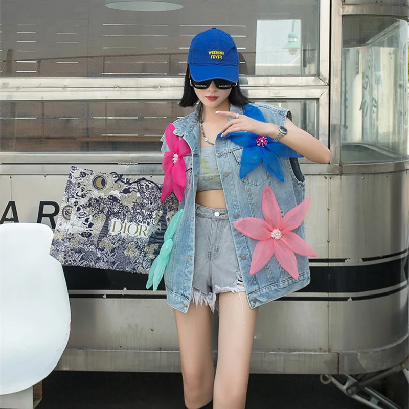 Короткая джинсовая куртка с трехмерным украшением и бантом для женщин 2021