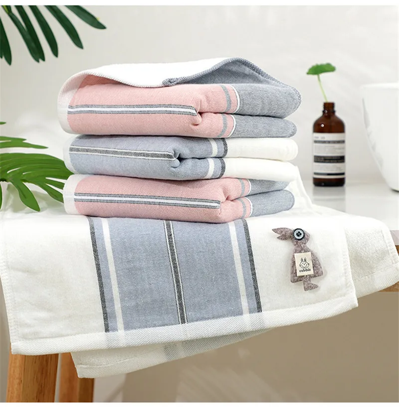 

1Pc 34x76cm Cartoon Rabbit Applique Bathroom Wash Face Cloth Soft Absorbent Cotton Gauze Children Hand Towel