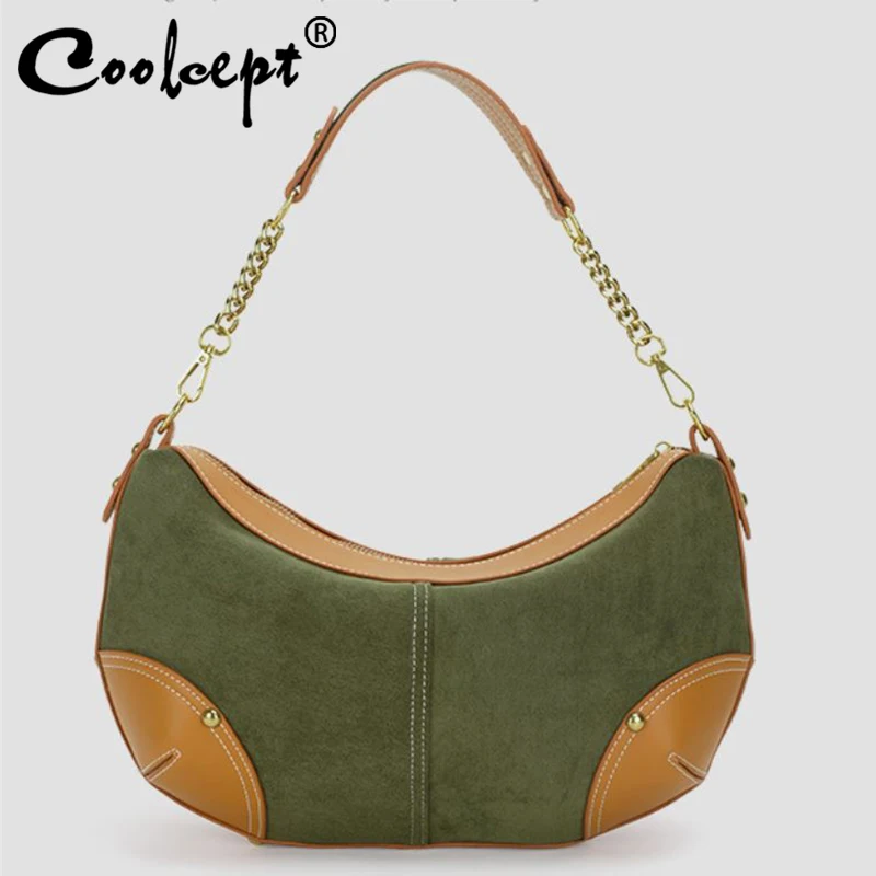 

Coolcept 2023 New Ins Retro Women Shoulder Bags Mix Color Winter Female Cross Body Bags Fashion Armpit Bags Satchels Zipper