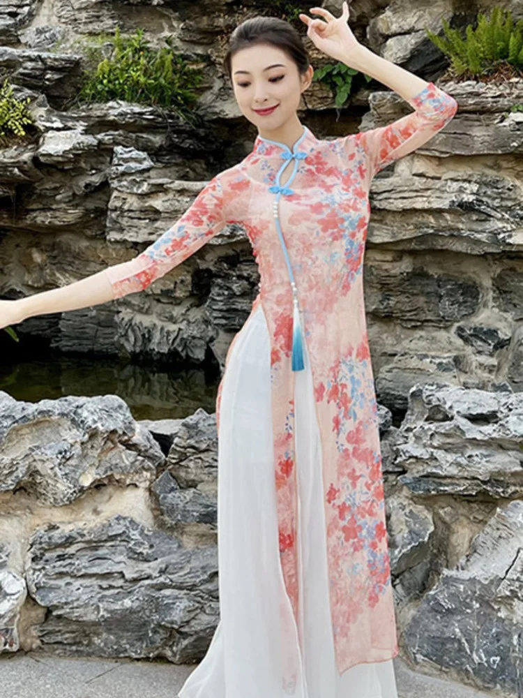 

Sleeve Pole Dance Festival Long Tops Women Elegant Party Dress 2023 Classical Practice Modern Waltz Ballroom Costume Clothing