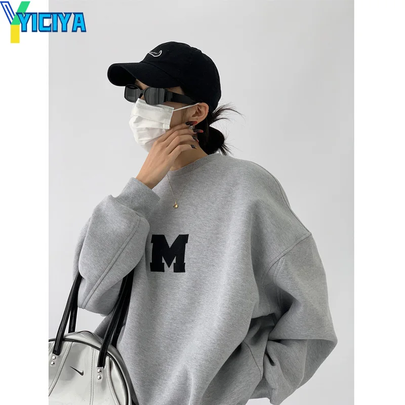 YICIYA letter Print Hoodies Casual Sweatshirt Japanese Streetwear Pullover Fashion Harajuku Men Women Oversized Tops y2k clothes