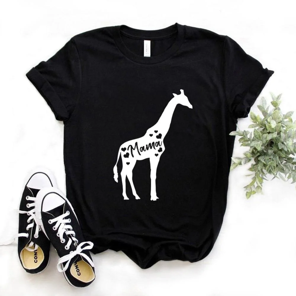 

Mama Giraffe Print Women Tshirts Cotton Casual Funny t Shirt For Lady Yong Girl Top Tee Hipster T724