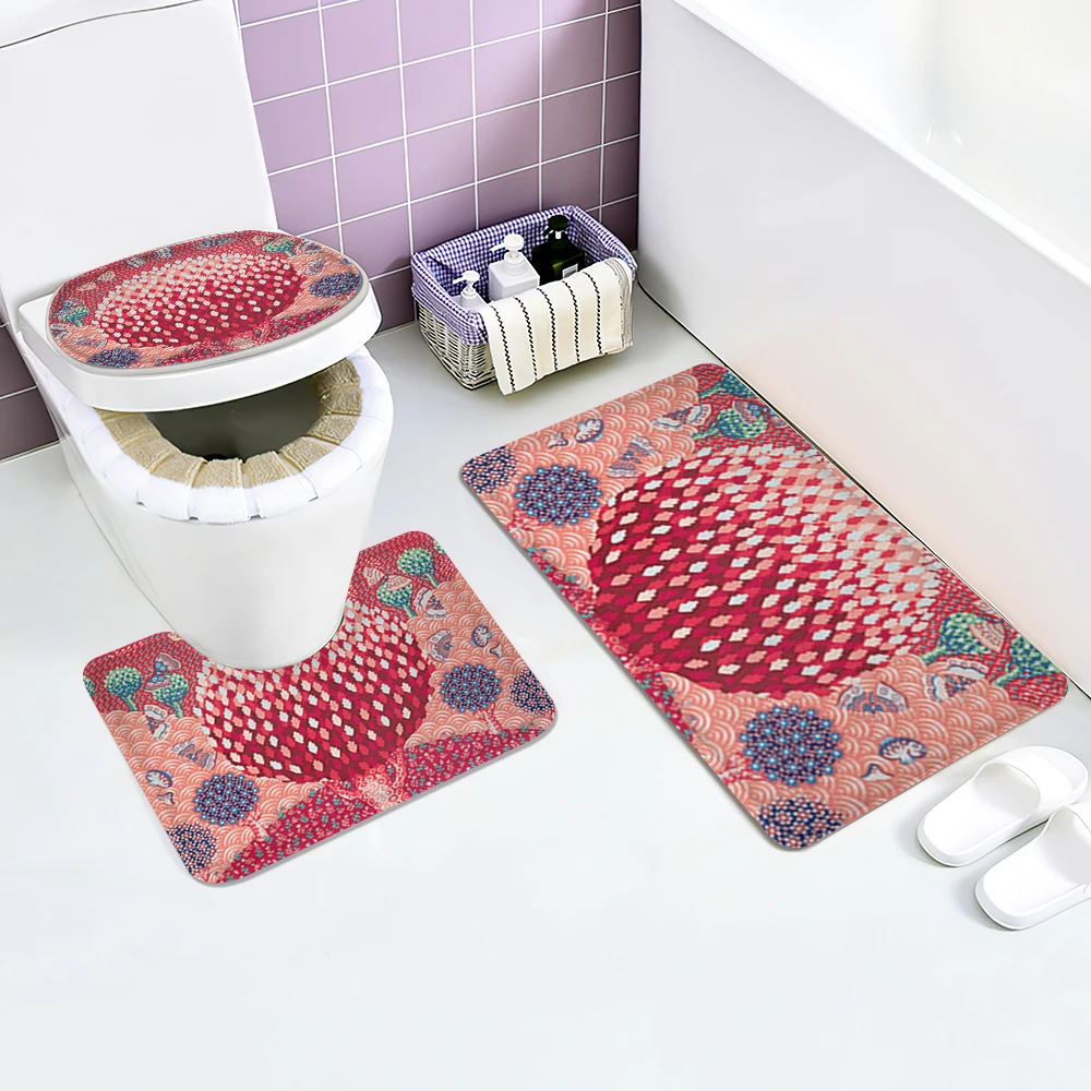 

3 шт./компл., коврик для ванной комнаты, набор ковриков для туалета, коврик для душа, декоративный абсорбирующий нескользящий богемный сканди...