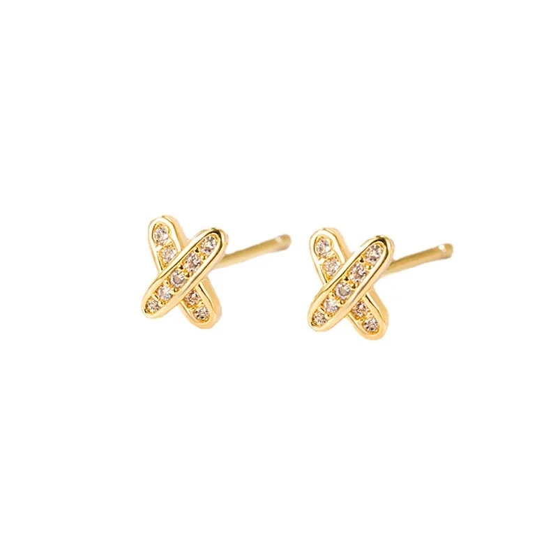 

Exquisite Small Diamond-Embedded X Stud Earrings 2022 New Trendy Simple High-Grade Earrings for Women Summer Special-Interest