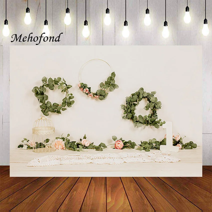 

Фон для фотосъемки Mehofond с зелеными листьями розовыми цветами садом девушками на 1-й день рождения торт разбитое украшение фон для фотостуди...