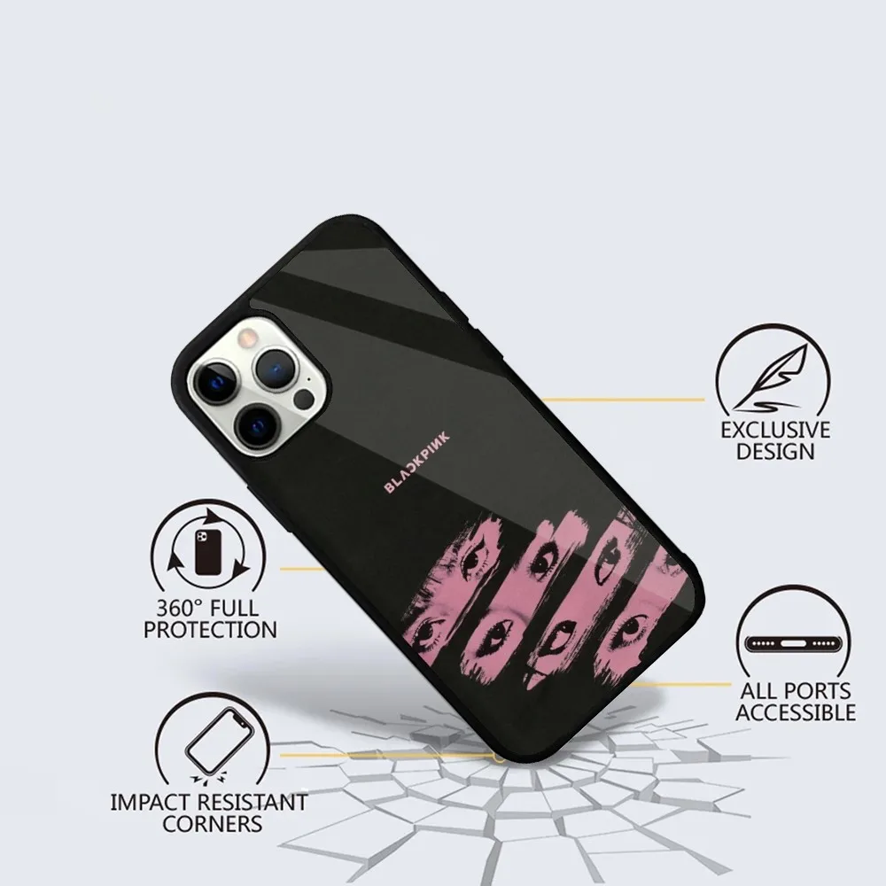 Чехол для телефона Kpop B-BlackS Girls P-PinkyeS iPhone 16 15 14 13 12 11 Plus Pro Max Mini Magsafe с магнитной