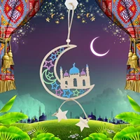 ramadan decoration 2022 eid mubarak decor wood hanging ornament moon star wall pendant muslim islamic festival party decoration