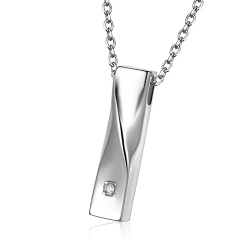 

Stainless Steel Twist Bar With Crystal Container Urn Memorial Pendant Necklace Memorial Ash Keepsake Cremation Jewelry