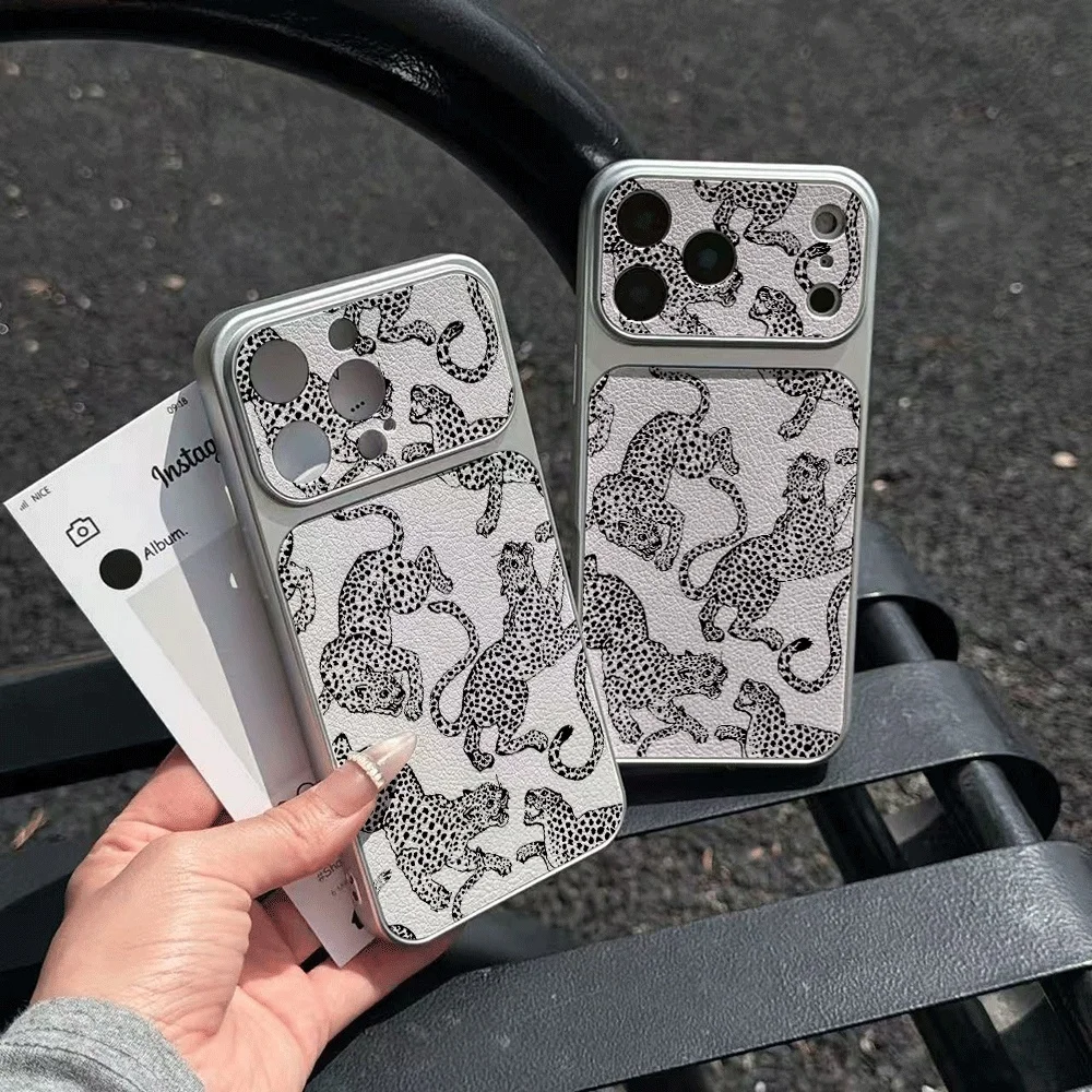 Фото Ретро-чехол для телефона с леопардовым принтом для iPhone 17, 16, 15, 14, 13, 12 Pro Max, 16, 15, 14 Plus, 17E Air, кожаный, противоударный, мягкий чехол №4