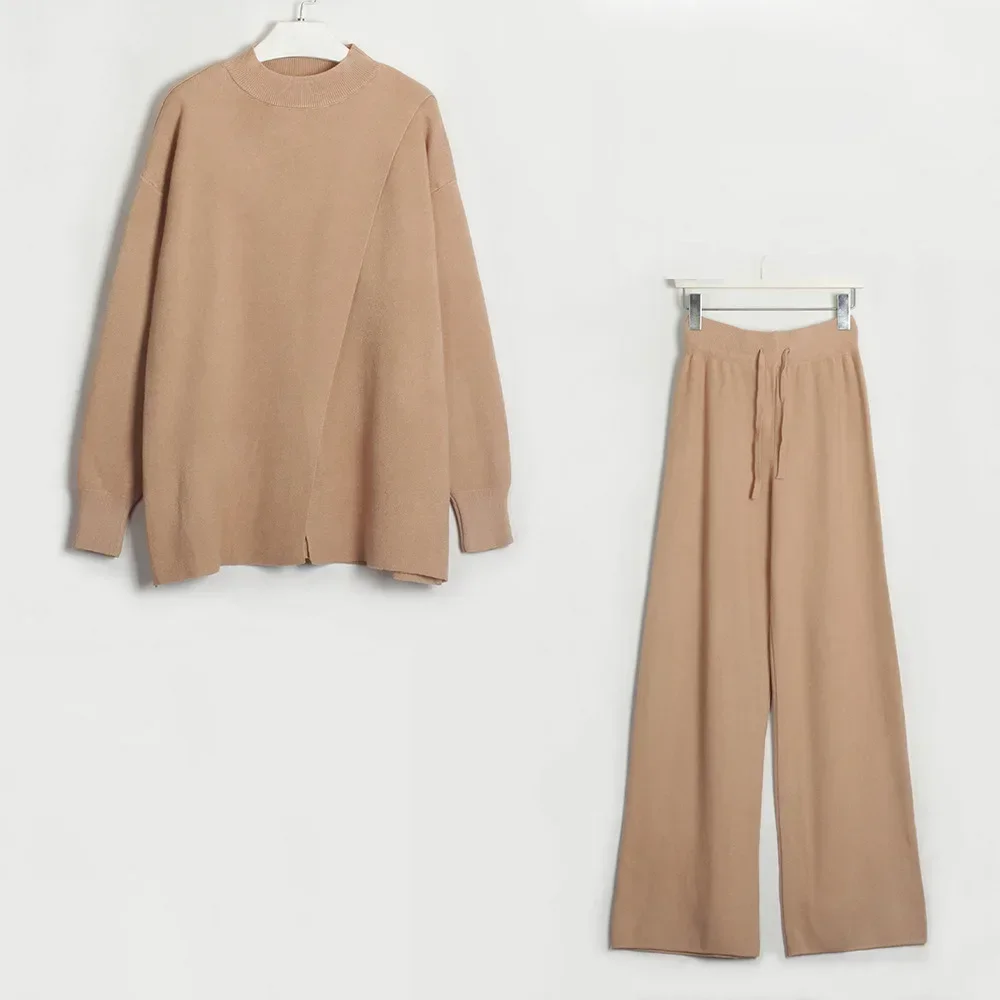 Женские одинаковые комплекты Трикотажные брючные костюмы с длинным рукавом