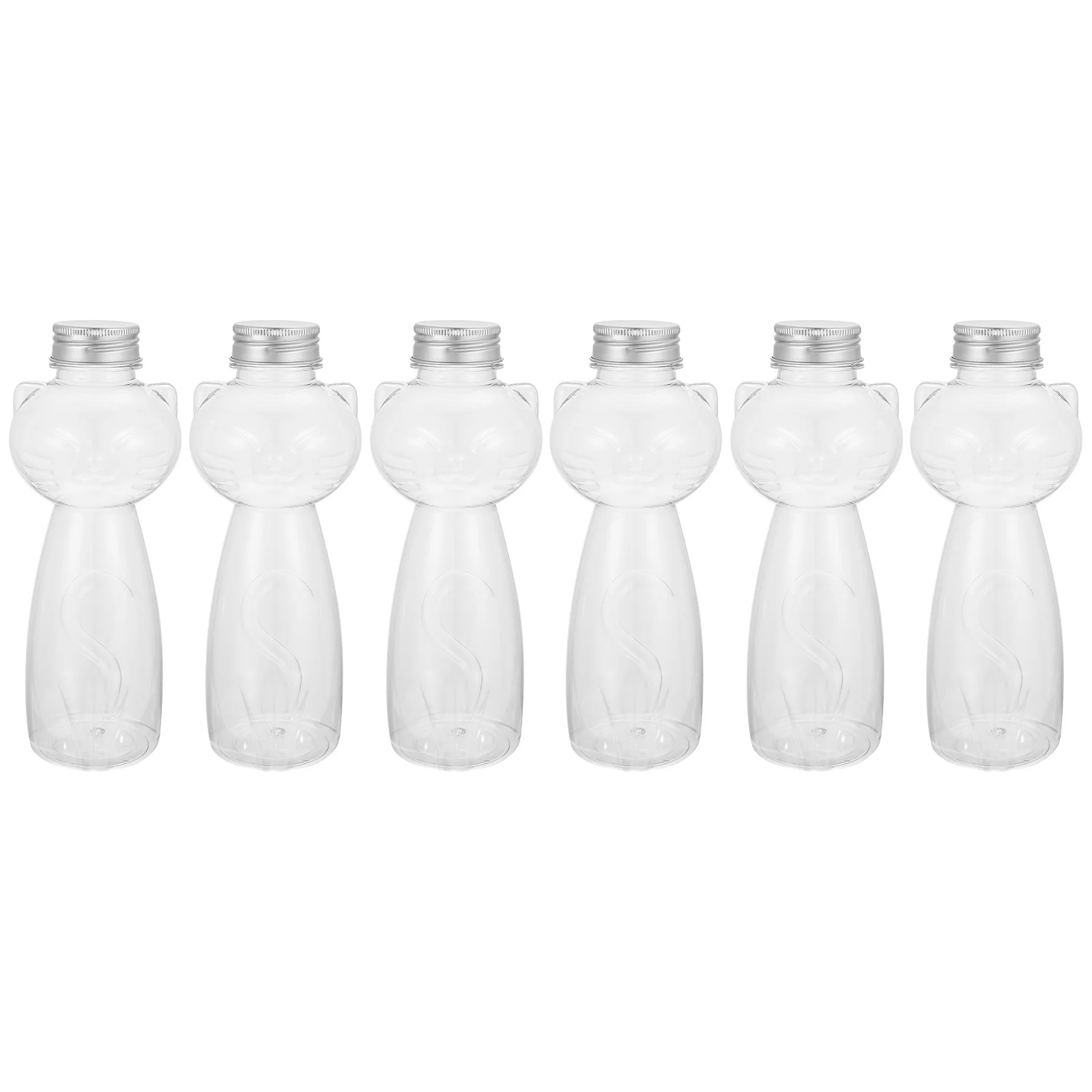 

6pcs Multipurpose Bottles Sealing Coffee Containers Creative Cat Designed Milk Tea Bottles for Home School Outdoor