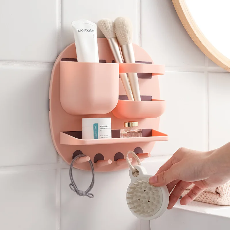 

Удобная установка, настенный стеллаж для хранения без отверстий, многоярусный стеллаж для ключей, многофункциональный креативный настенны...