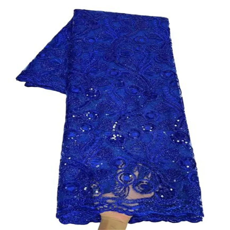 

Французская кружевная ткань для жениха, Высококачественная африканская кружевная ткань с блестками Королевского синего цвета, нигерийская фототкань для свадьбы