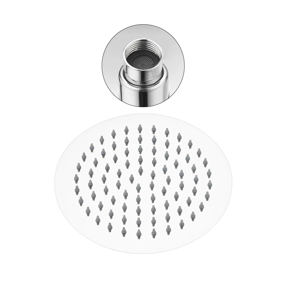 

20cm Modern With Anti Limescale Nozzles Toilet Rain Shower Head Easy Install Polished Home Universal Swivelling Stainless Steel